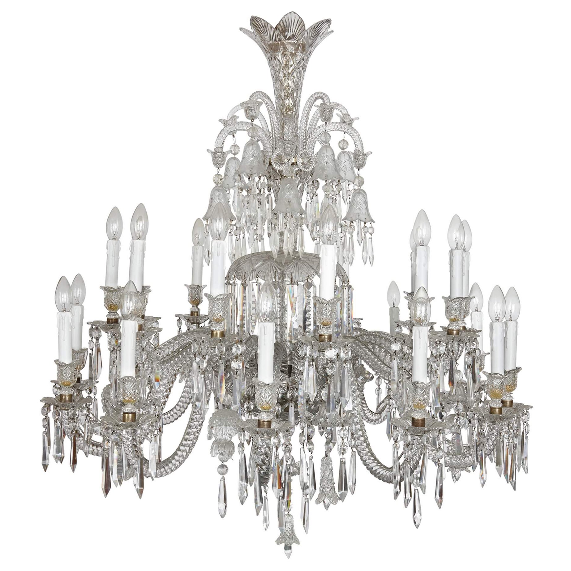Large Clear Cut-Glass Chandelier by Baccarat