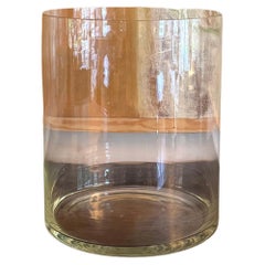 Large clear cylindrical handblown glass vase