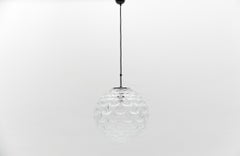 Large Clear Glass 3D Pattern Ball Pendant Lamp, 1960s Germany