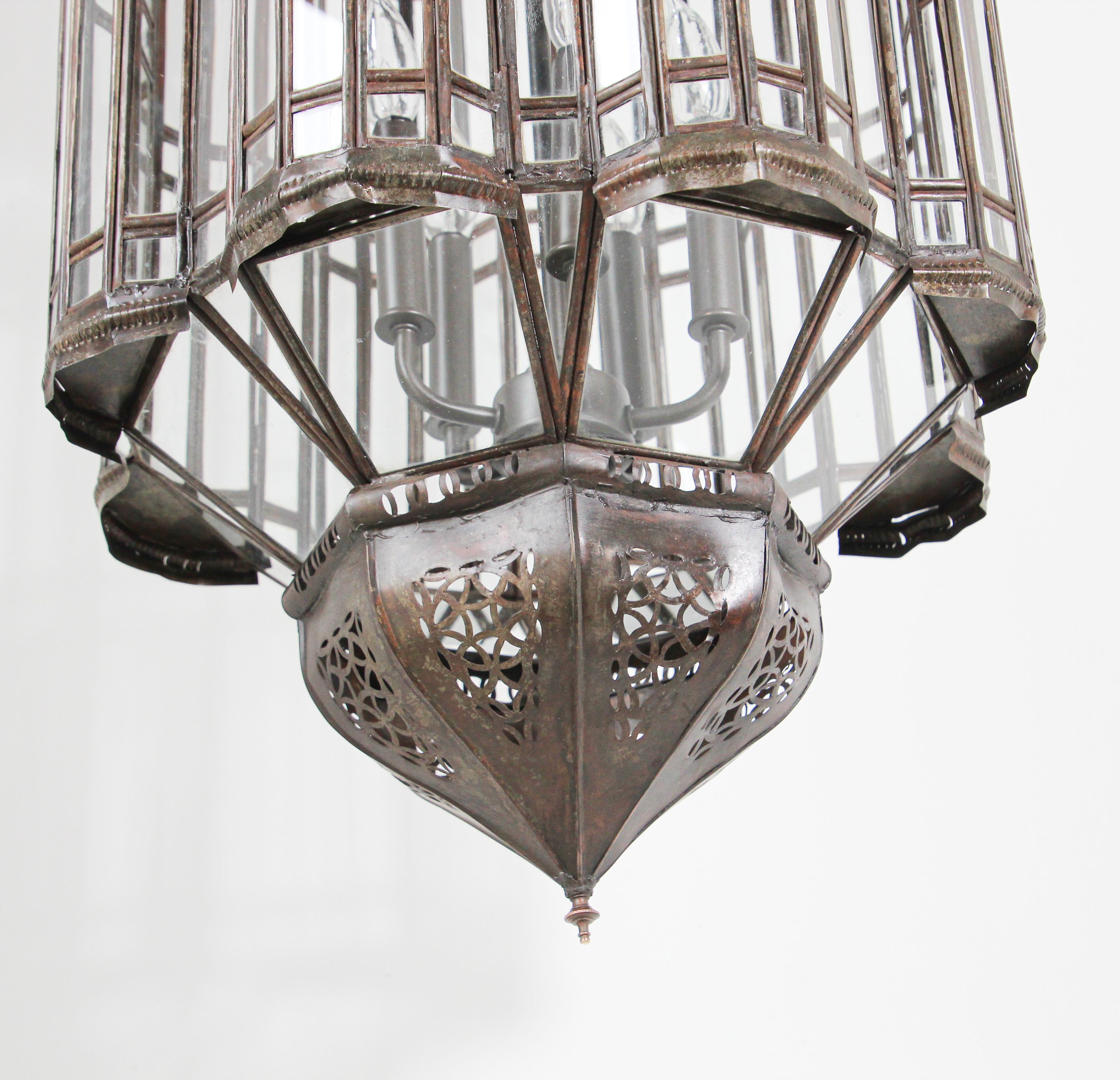 Large Clear Glass Moorish Mamounia Pendant Chandelier, Clear Glass For Sale 4