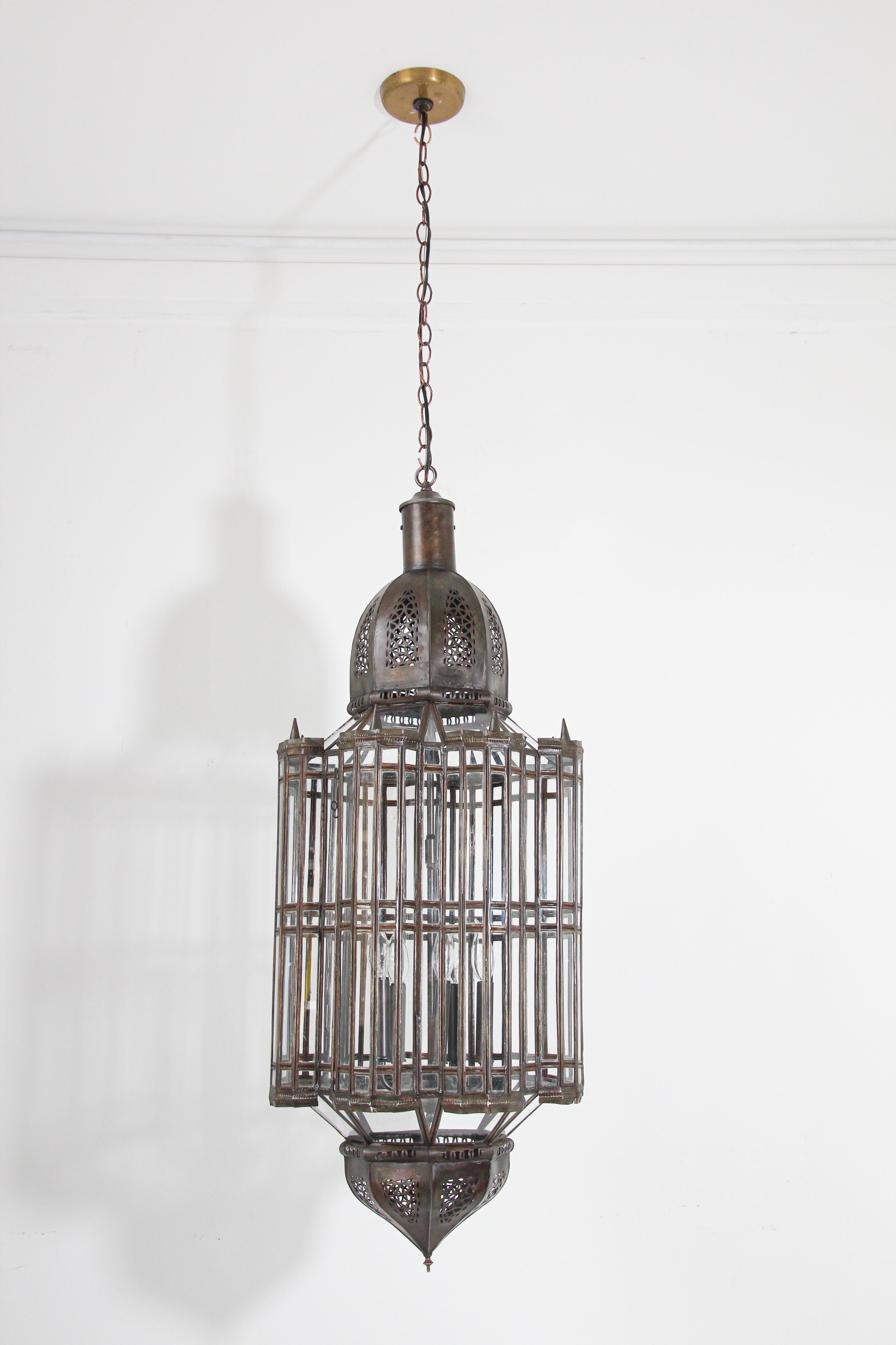 Large Clear Glass Moorish Mamounia Pendant Chandelier, Clear Glass For Sale 9