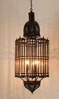 Large Clear Glass Moorish Mamounia Pendant Chandelier, Clear Glass