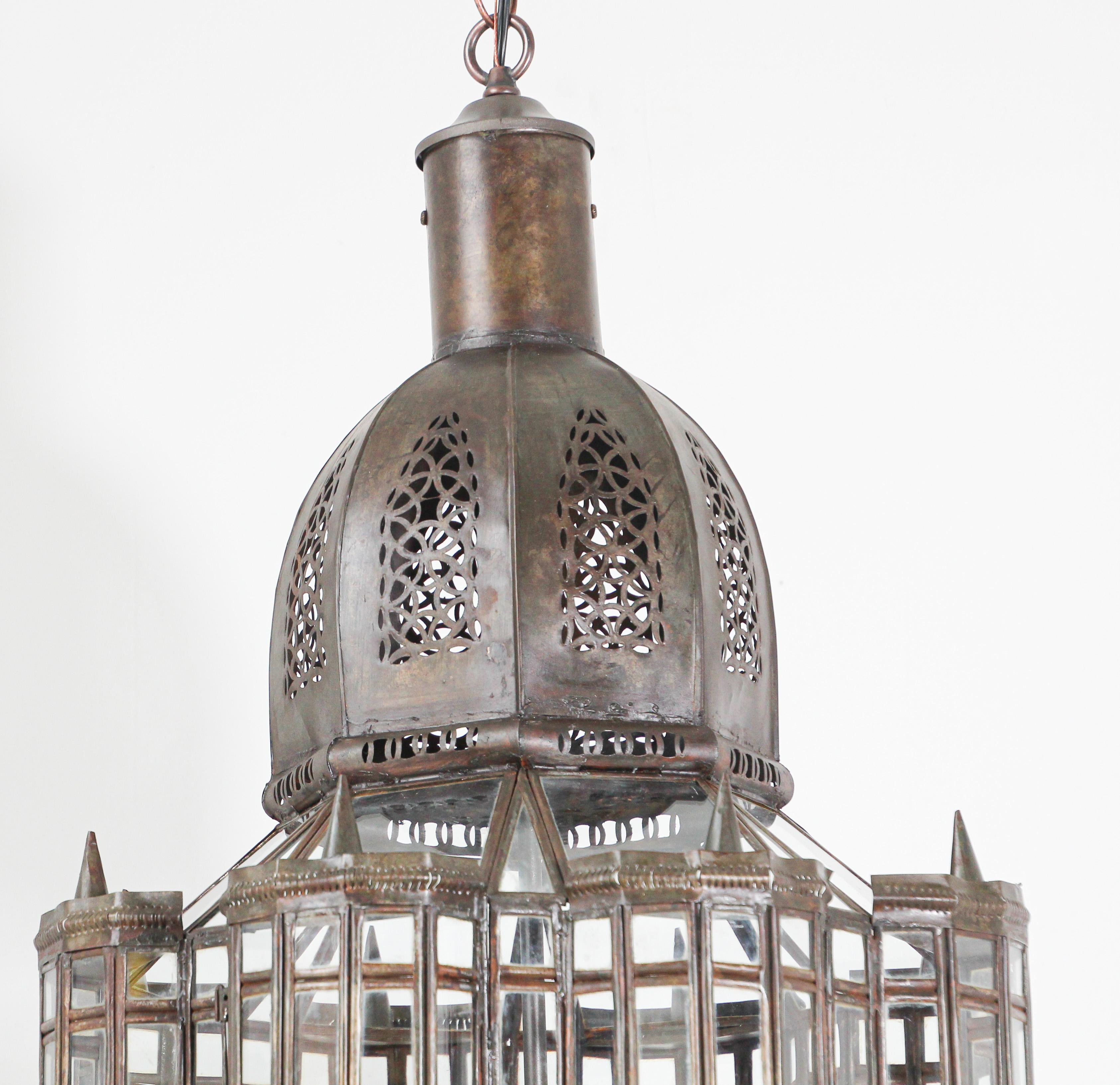 Large Clear Glass Moorish Mamounia Pendant Chandelier, Clear Glass For Sale 1