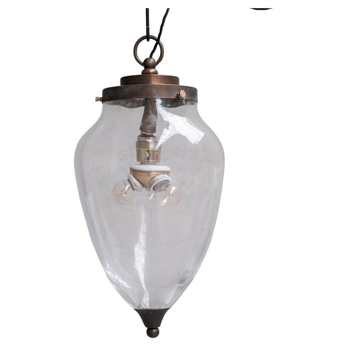 Large Clear Glass Pendant Light For Sale