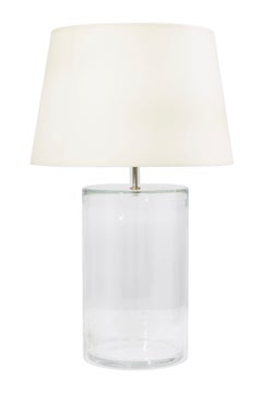 Large Clear Glass Two-Piece Modern Cylinder Table Lamp
