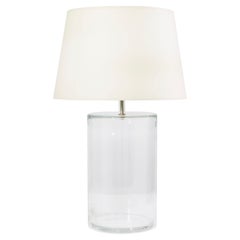 Large Clear Glass Two-Piece Modern Cylinder Table Lamp