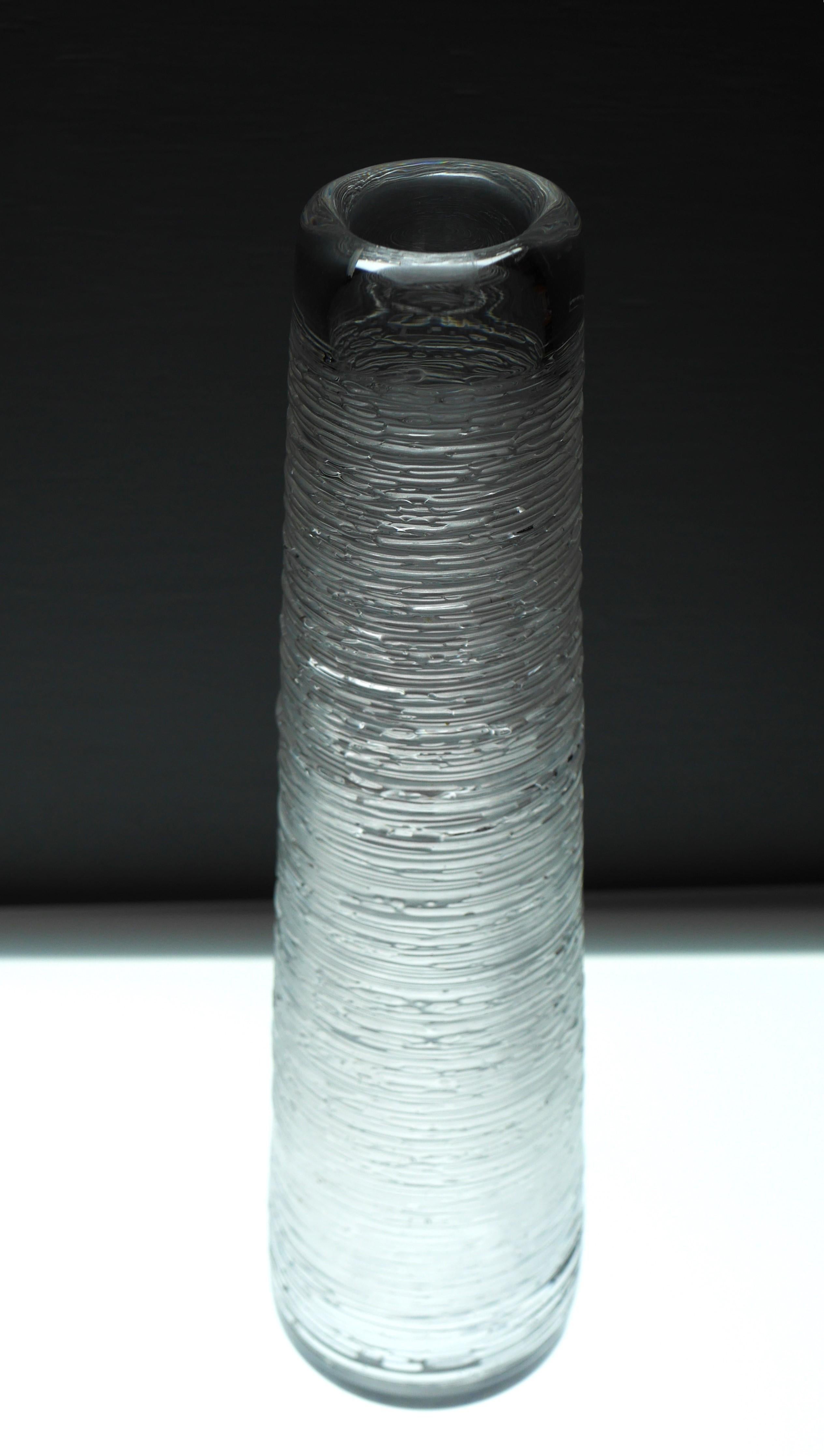 Large Clear Glass Vase by Bengt Edenfalk for Skruf, Sweden, 1970s, Signed In Good Condition In Skarpnäck, SE