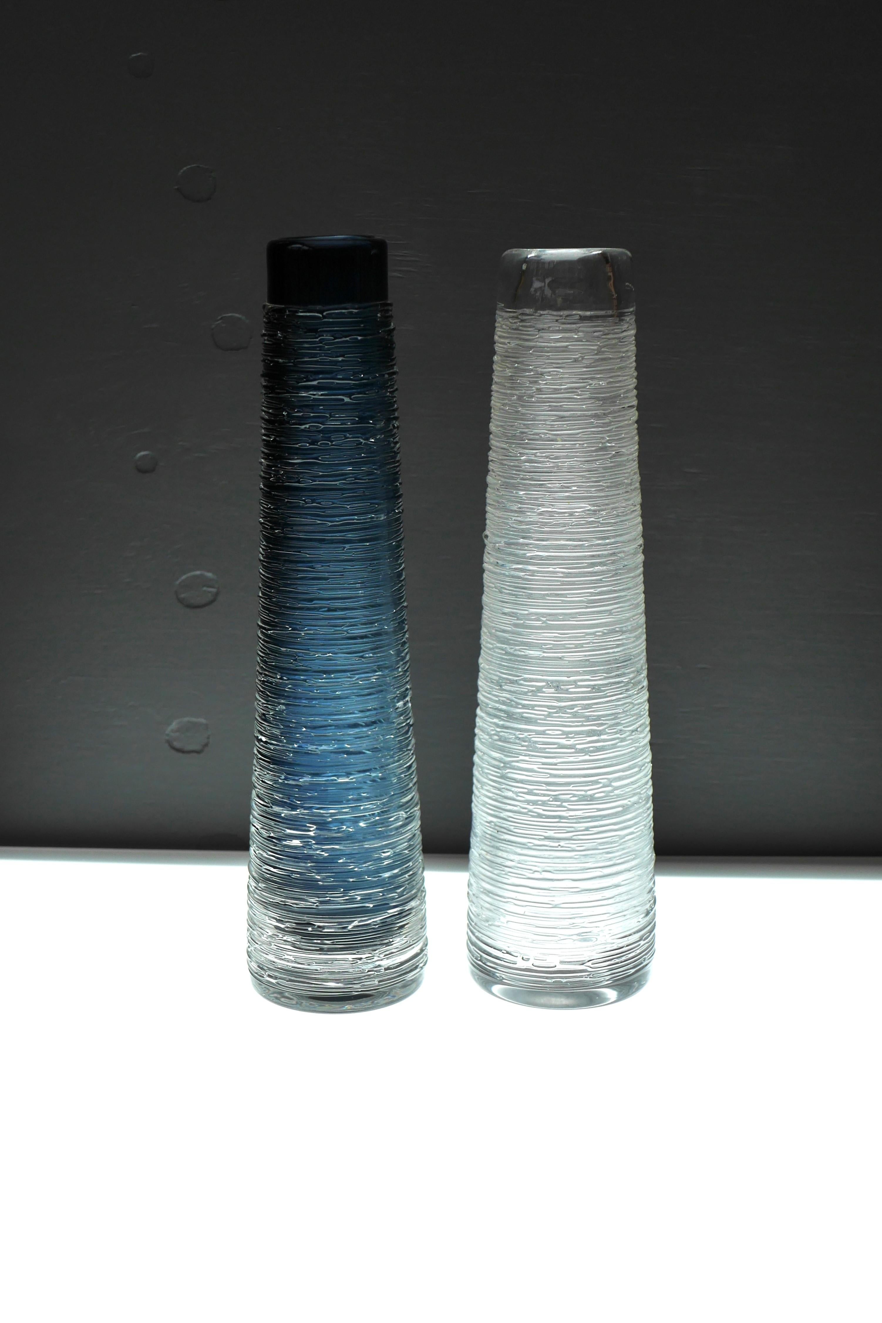 Art Glass Large Clear Glass Vase by Bengt Edenfalk for Skruf, Sweden, 1970s, Signed