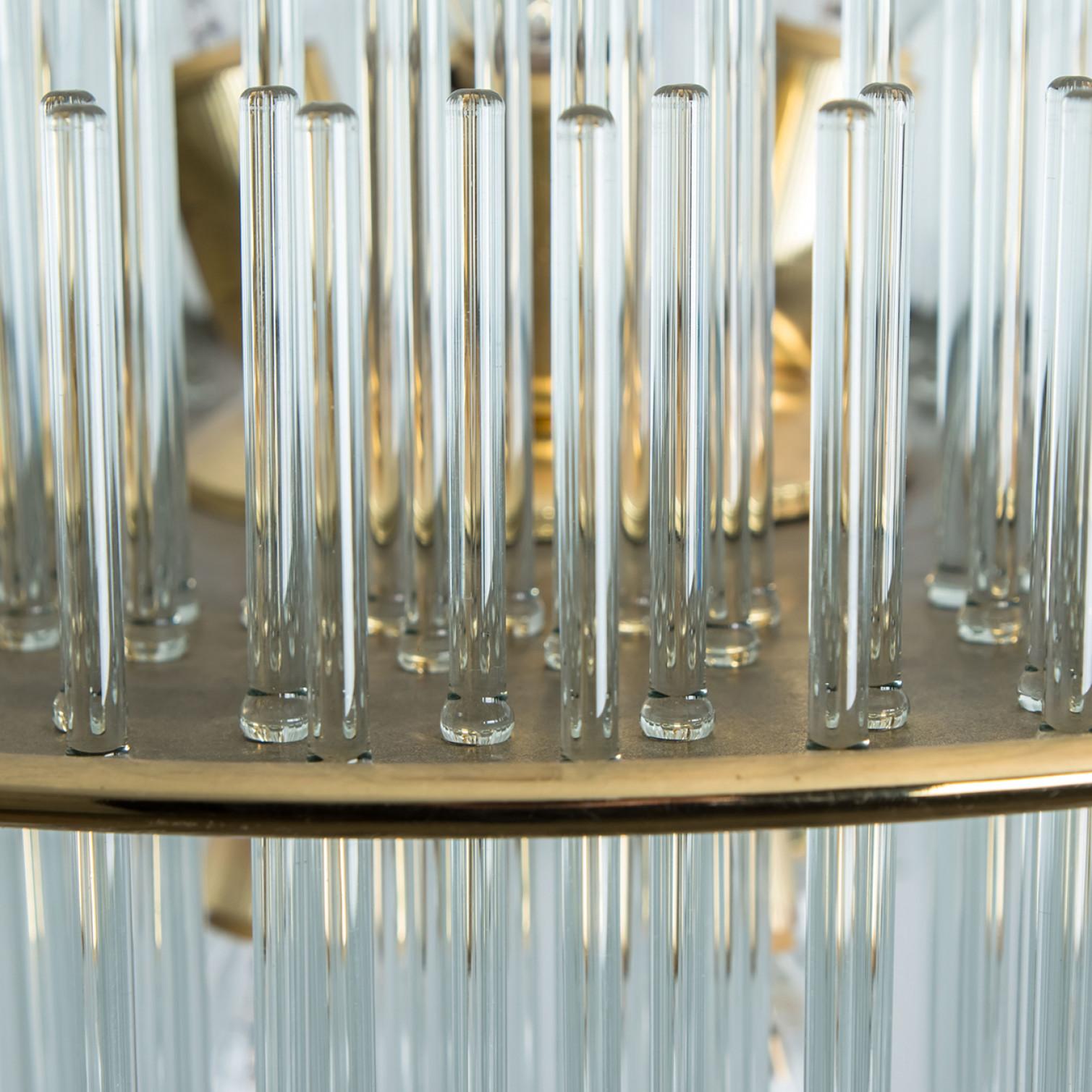 Large Clear Gold Glass Tube Chandelier by Sciolari, 1970s For Sale 3