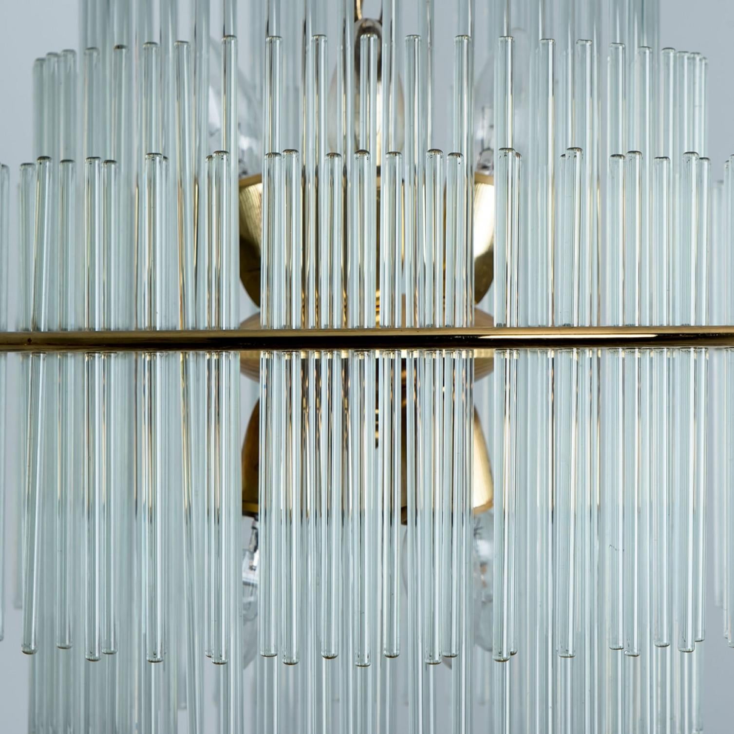 Grande lampadario a tubo in vetro oro chiaro di Sciolari, anni '70 in vendita 3
