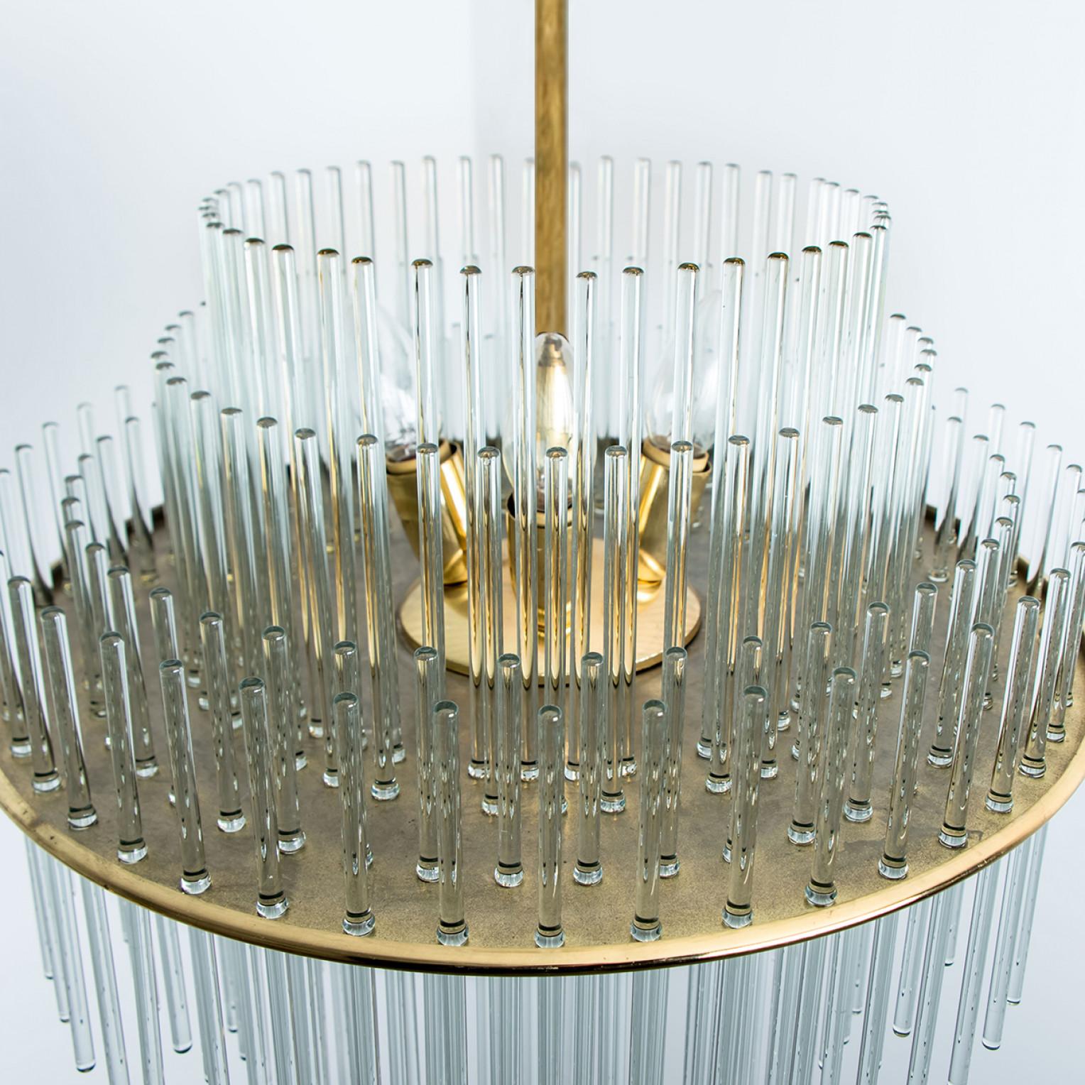 Large Clear Gold Glass Tube Chandelier by Sciolari, 1970s For Sale 4