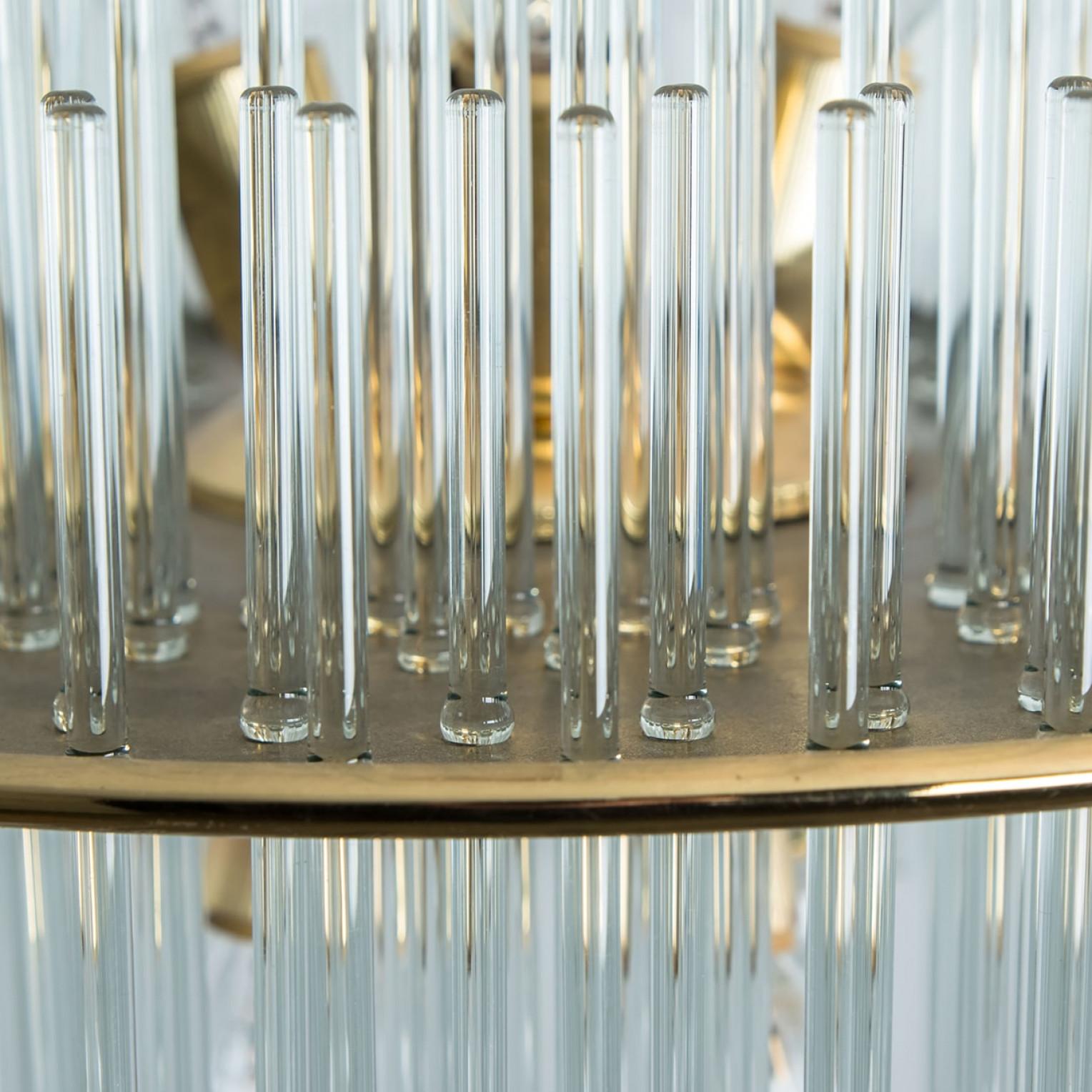 Grande lampadario a tubo in vetro oro chiaro di Sciolari, anni '70 in vendita 4