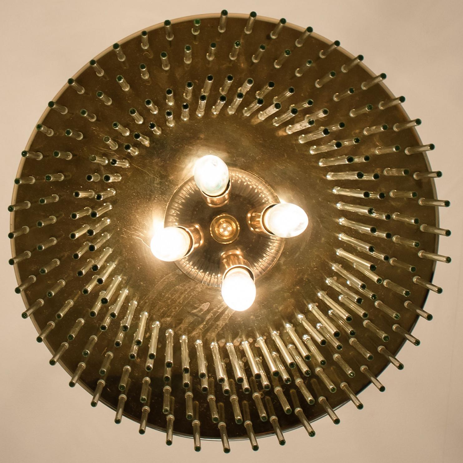 Other Large Clear Gold Glass Tube Chandelier by Sciolari, 1970s For Sale