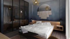 Large Clear Mirror with Fiber, Contemporary Half Moon Mirror by Ben & Aja Blanc