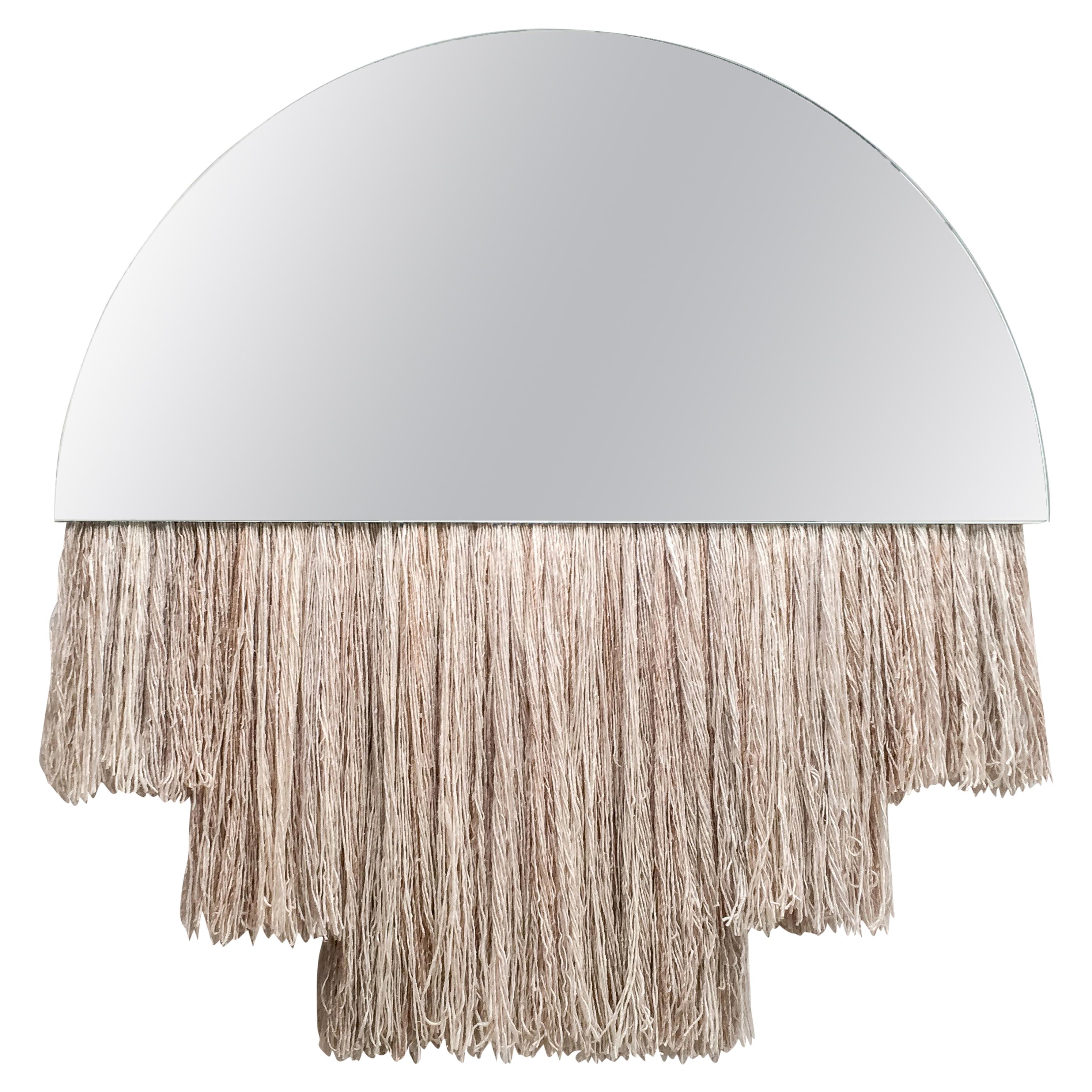 Large Clear Mirror with Fiber, Contemporary Half Moon Mirror by Ben & Aja Blanc