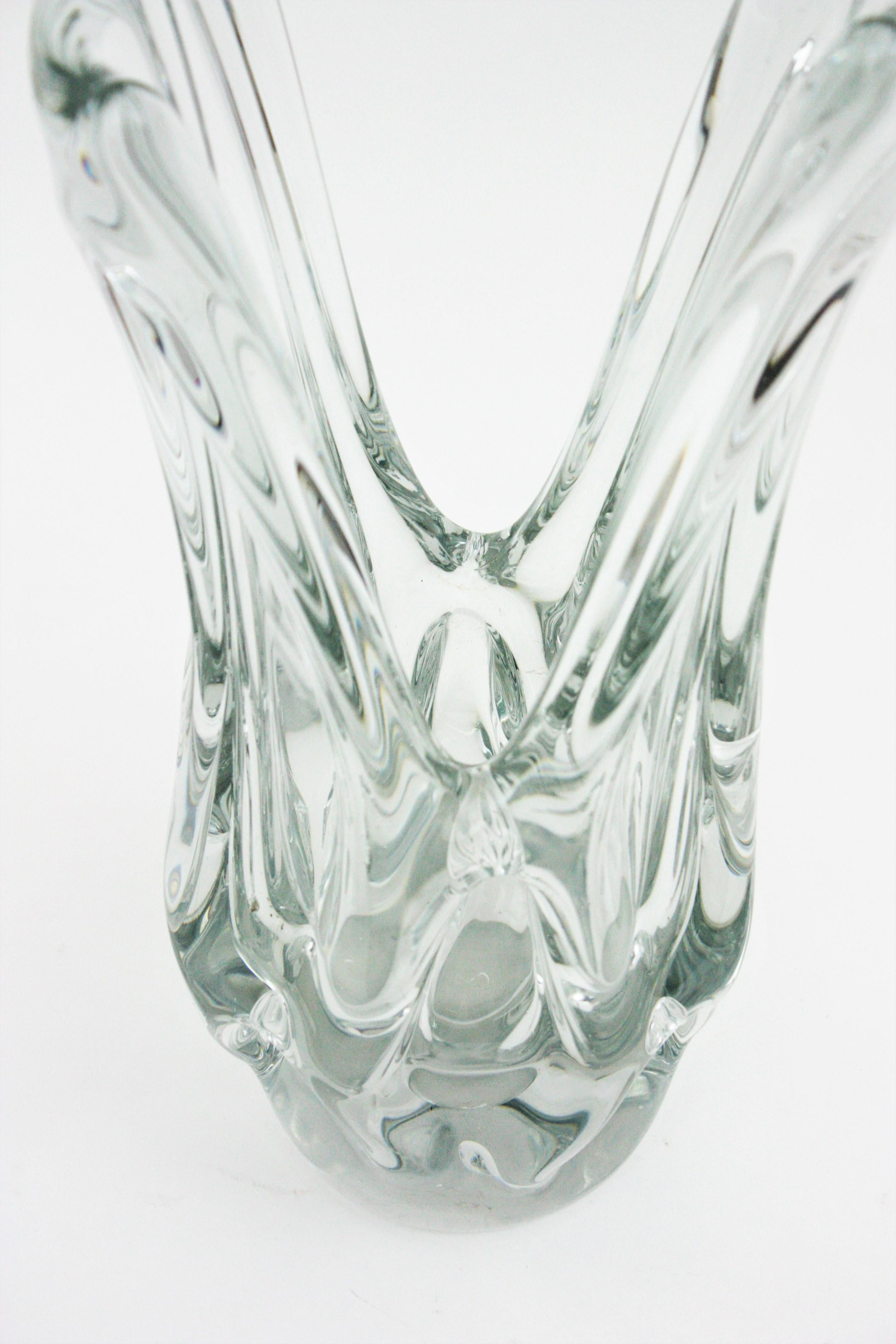Grand vase en verre d'art de Murano transparent, années 1960 en vente 4