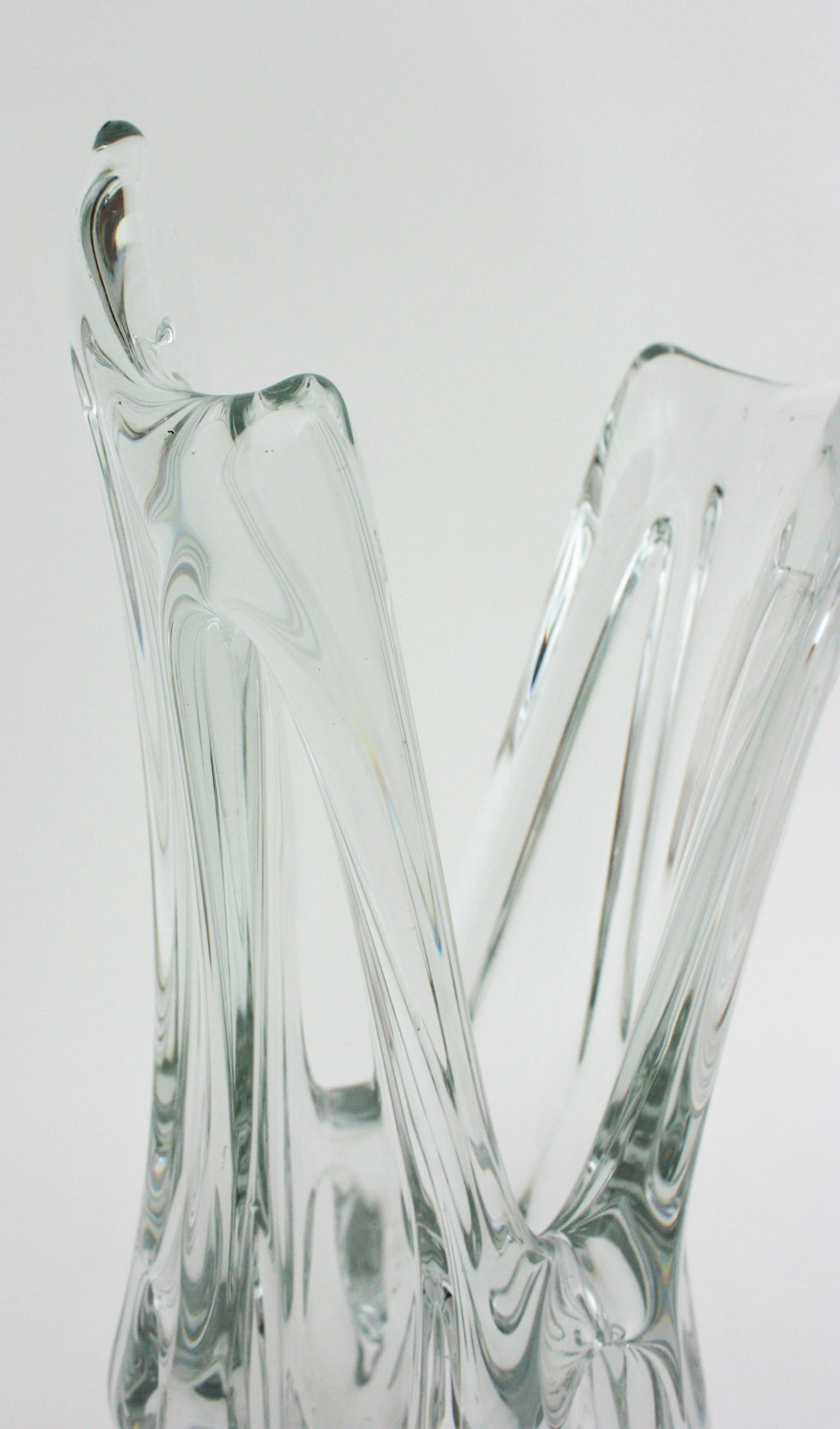 Large Clear Murano Art Glass Vase, 1960s For Sale 4