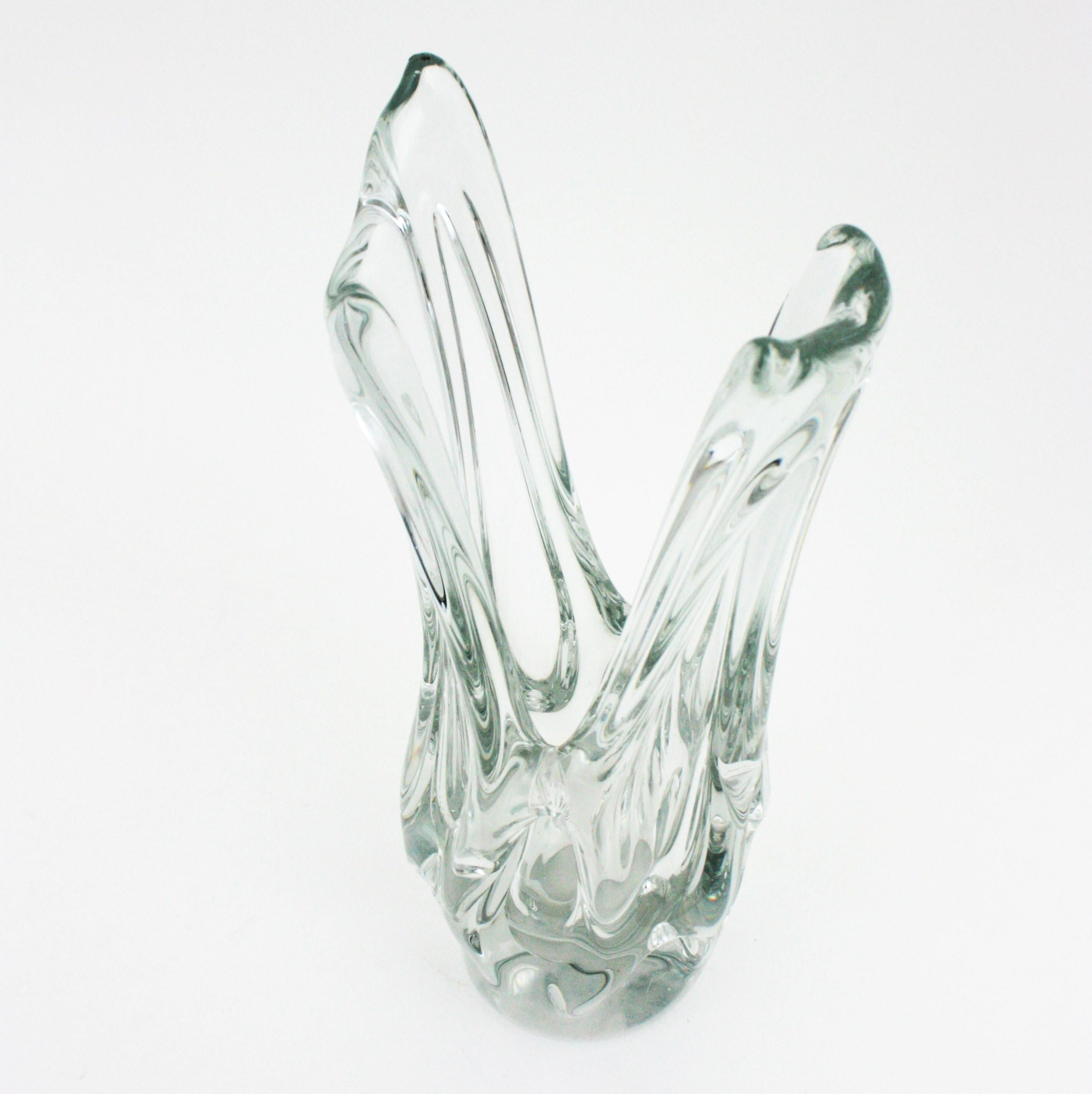 Large Clear Murano Art Glass Vase, 1960s For Sale 5