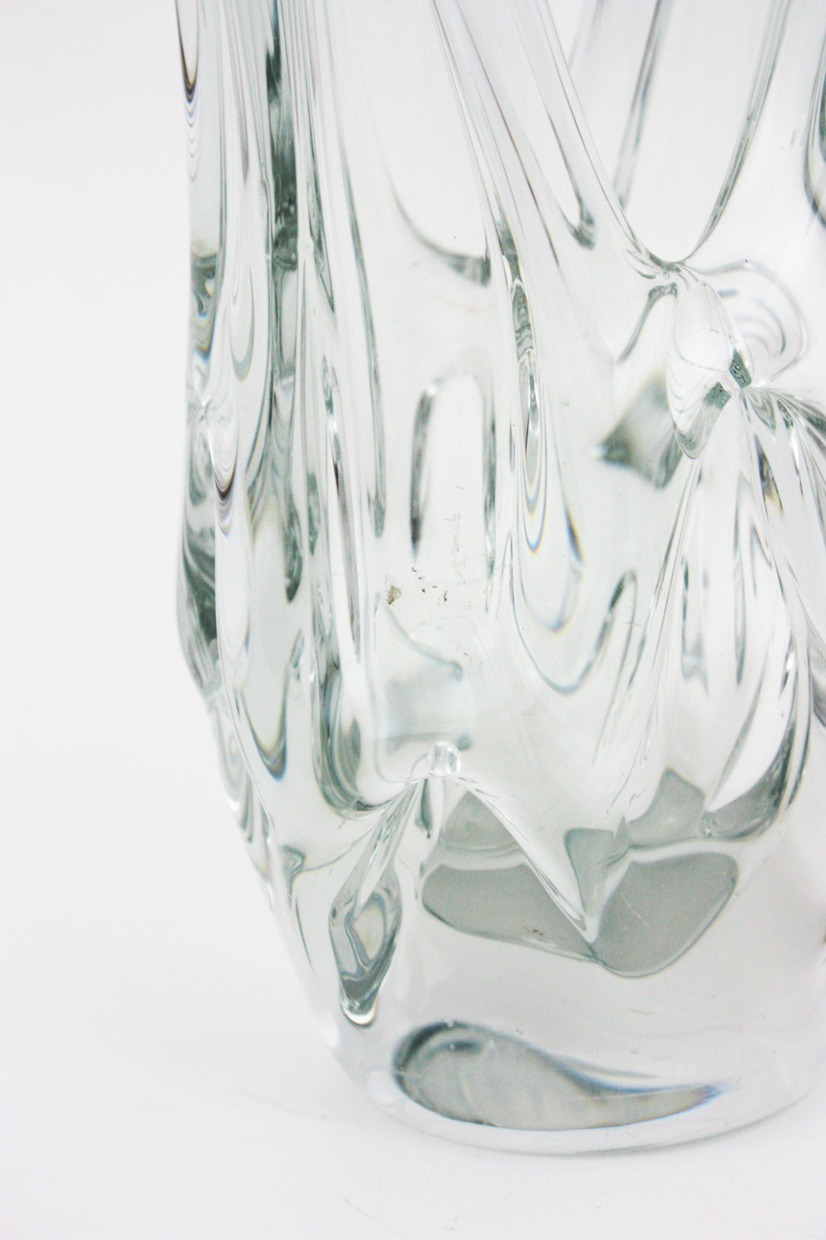 Grand vase en verre d'art de Murano transparent, années 1960 en vente 7