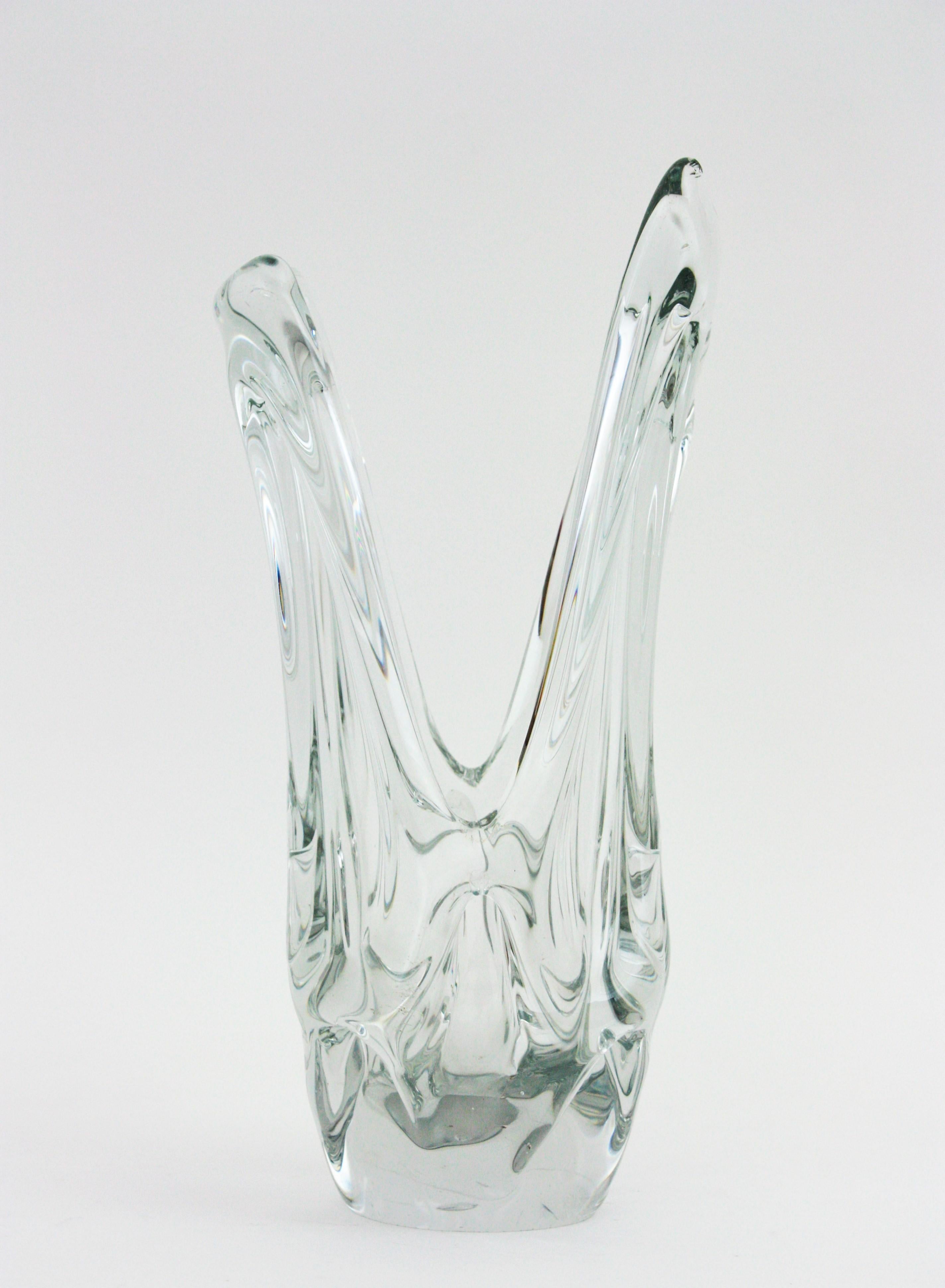 Große Vase aus klarem Muranoglas, 1960er Jahre (Italienisch) im Angebot