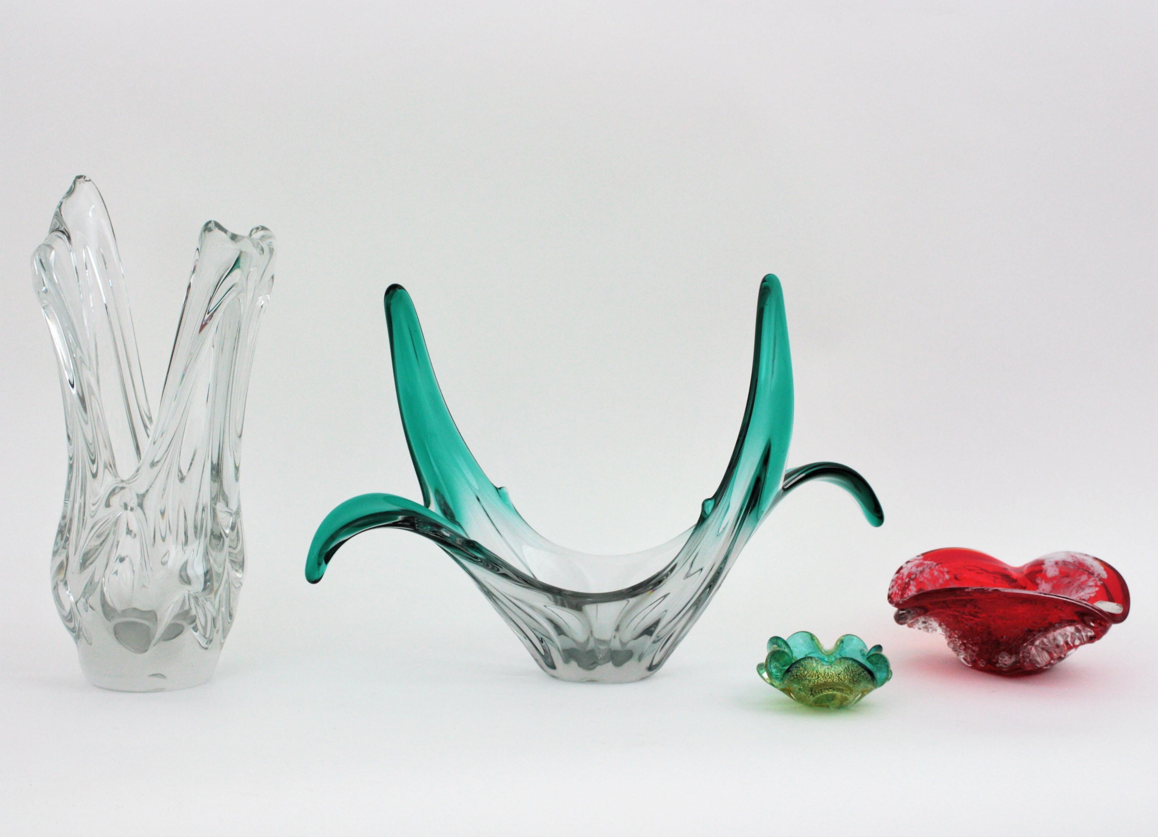 Italiano Grande vaso in vetro artistico di Murano trasparente, anni '60 in vendita