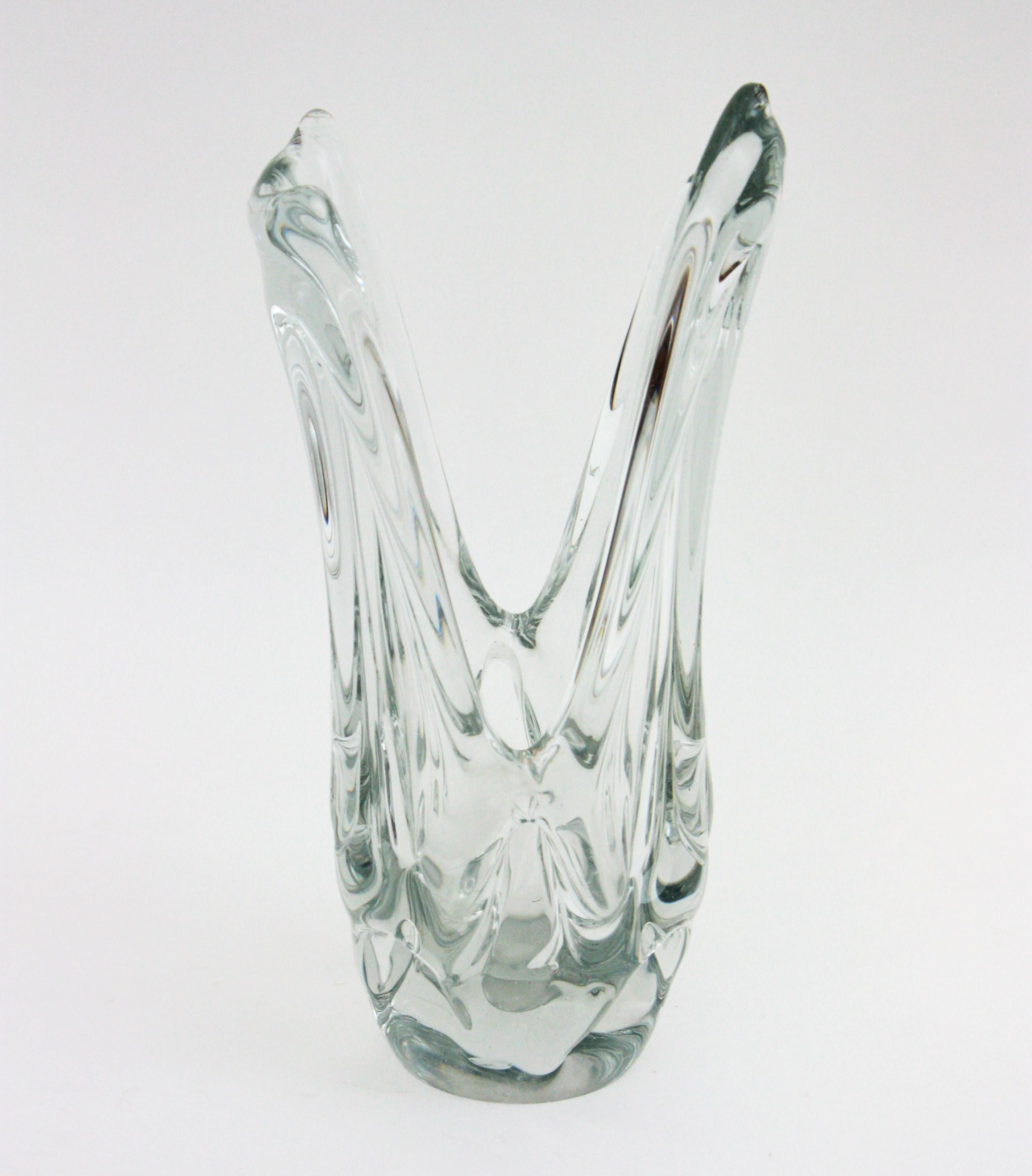 20th Century Large Clear Murano Art Glass Vase, 1960s For Sale