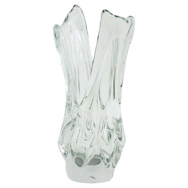 Vintage Art Glass Vase, Italy, Transparent Design, 1970s, 21.3 cm For ...