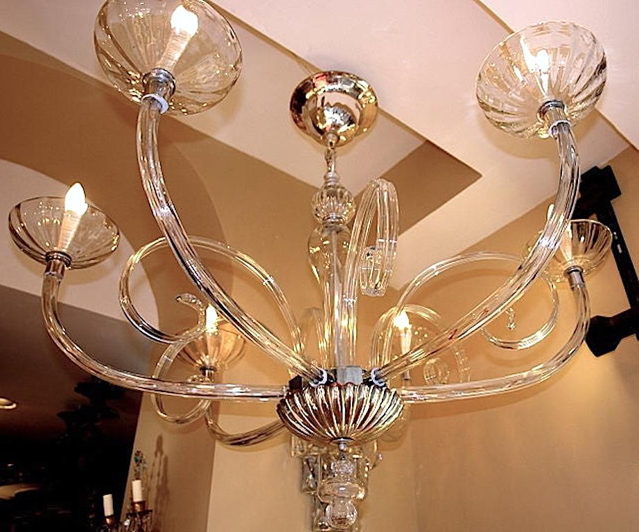 Large Clear Murano Glass Chandelier For Sale 1