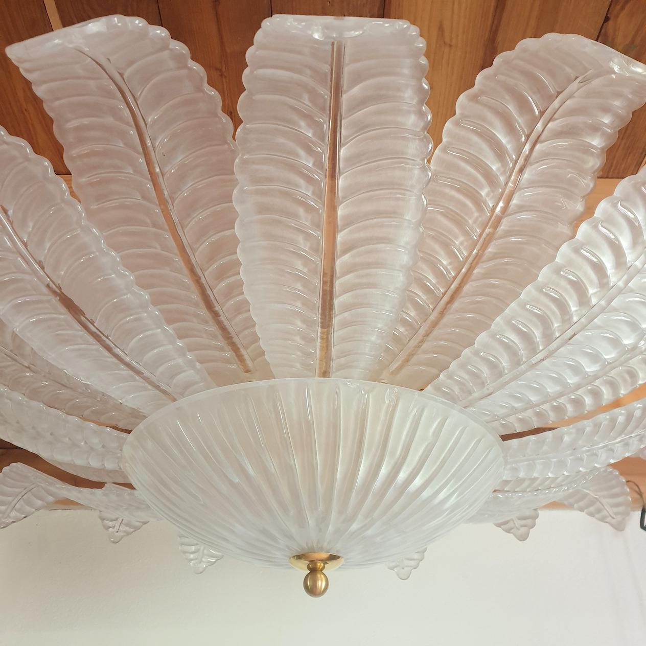 Large Clear Murano Glass Mid-Century Modern Flush Mount, Barovier Italy, 1970s 3