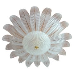Large Clear Murano Glass Mid-Century Modern Flush Mount, Barovier Italy, 1970s