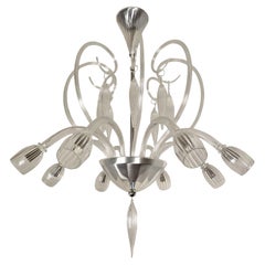 Large clear Murano glass Neoclassical chandelier