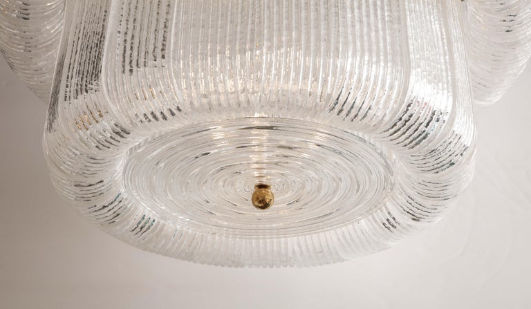 Italian Large Clear Murano Glass Round Chandelier in the Style of Barovier & Toso, Italy For Sale