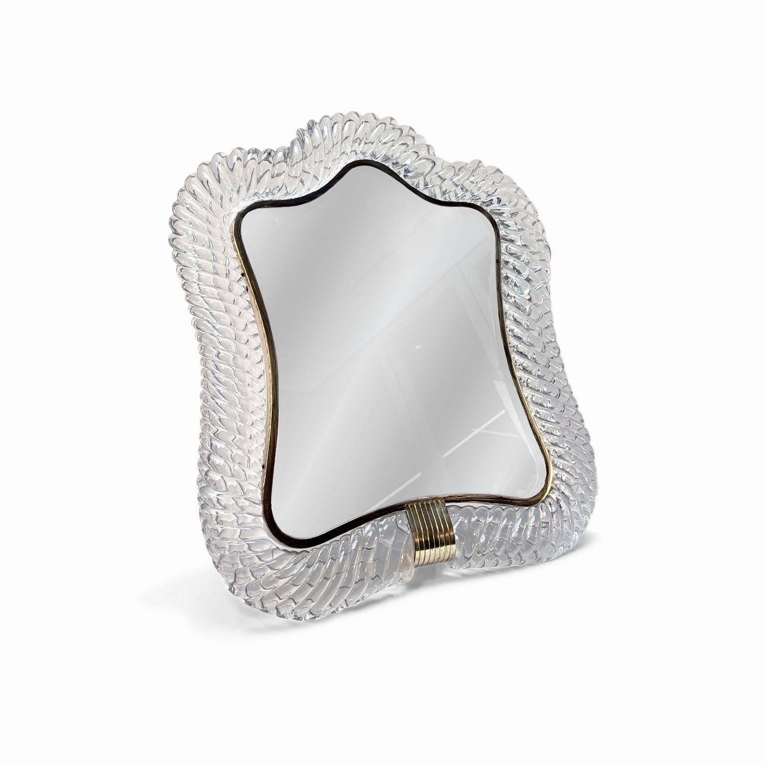Hollywood Regency Barovier & Toso Table Mirror in Torchon Murano Glass, Italy, 1940s