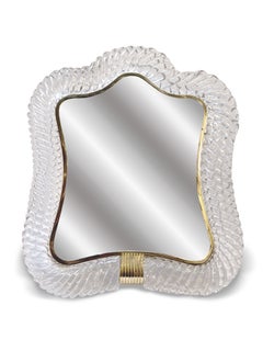 Barovier & Toso Table Mirror in Torchon Murano Glass, Italy, 1940s