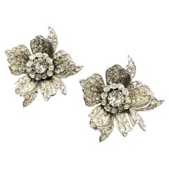 Vintage Large clear paste 'Wild Rose' earrings, Christian Dior by Mitchel Maer, c.1954