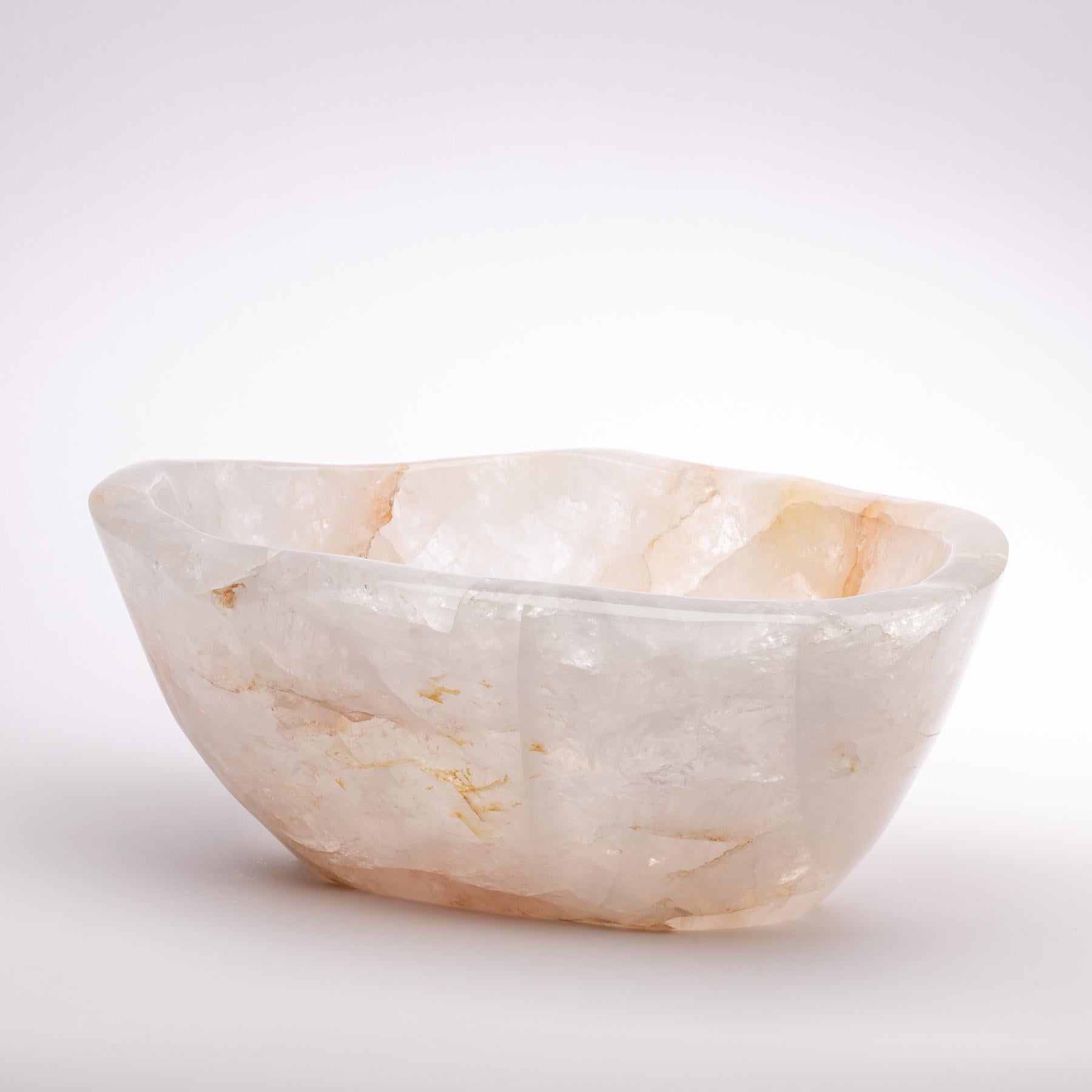 Large clear quartz bowl from Madagascar perfect for wine and champagne cooler.