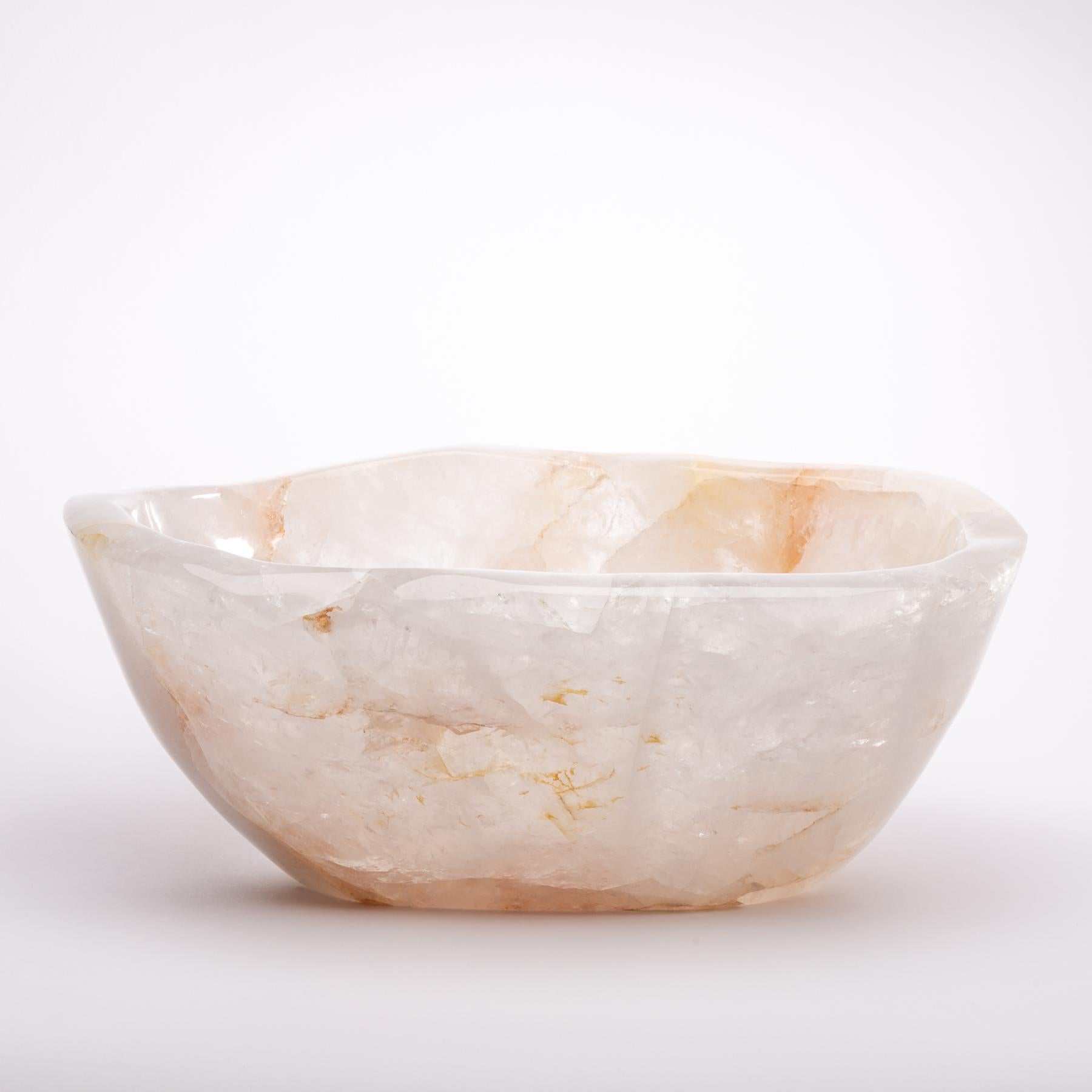 Mexican Large Clear Quartz Bowl from Madagascar Perfect for Wine and Champagne Cooler