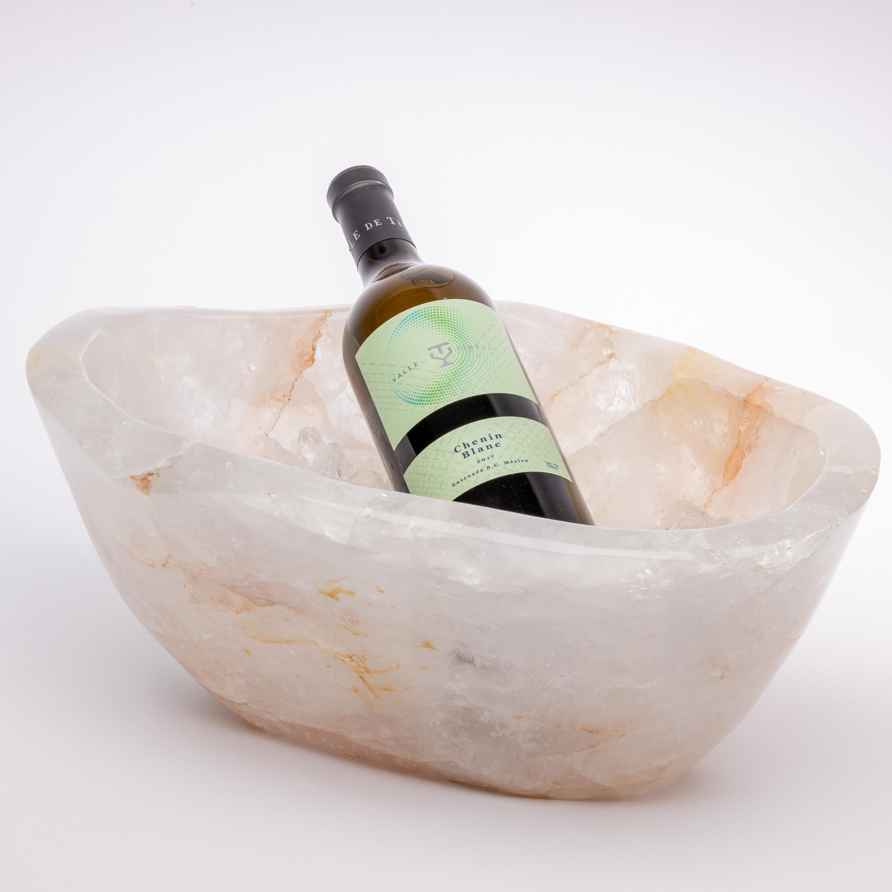 Large Clear Quartz Bowl from Madagascar Perfect for Wine and Champagne Cooler 1
