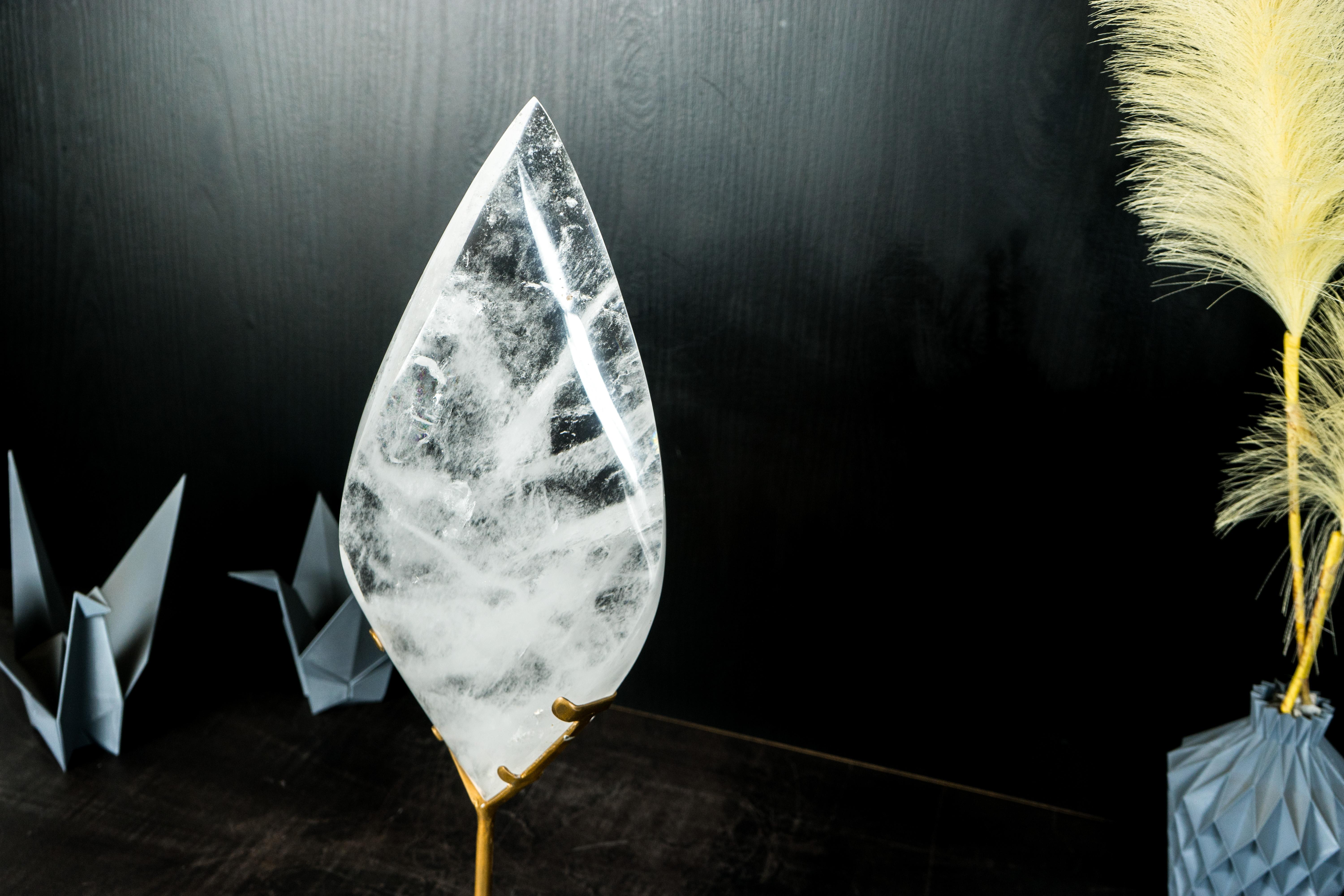 Large Clear Quartz Crystal Flame Sculpture, Natural Clear Quartz Generator For Sale 6