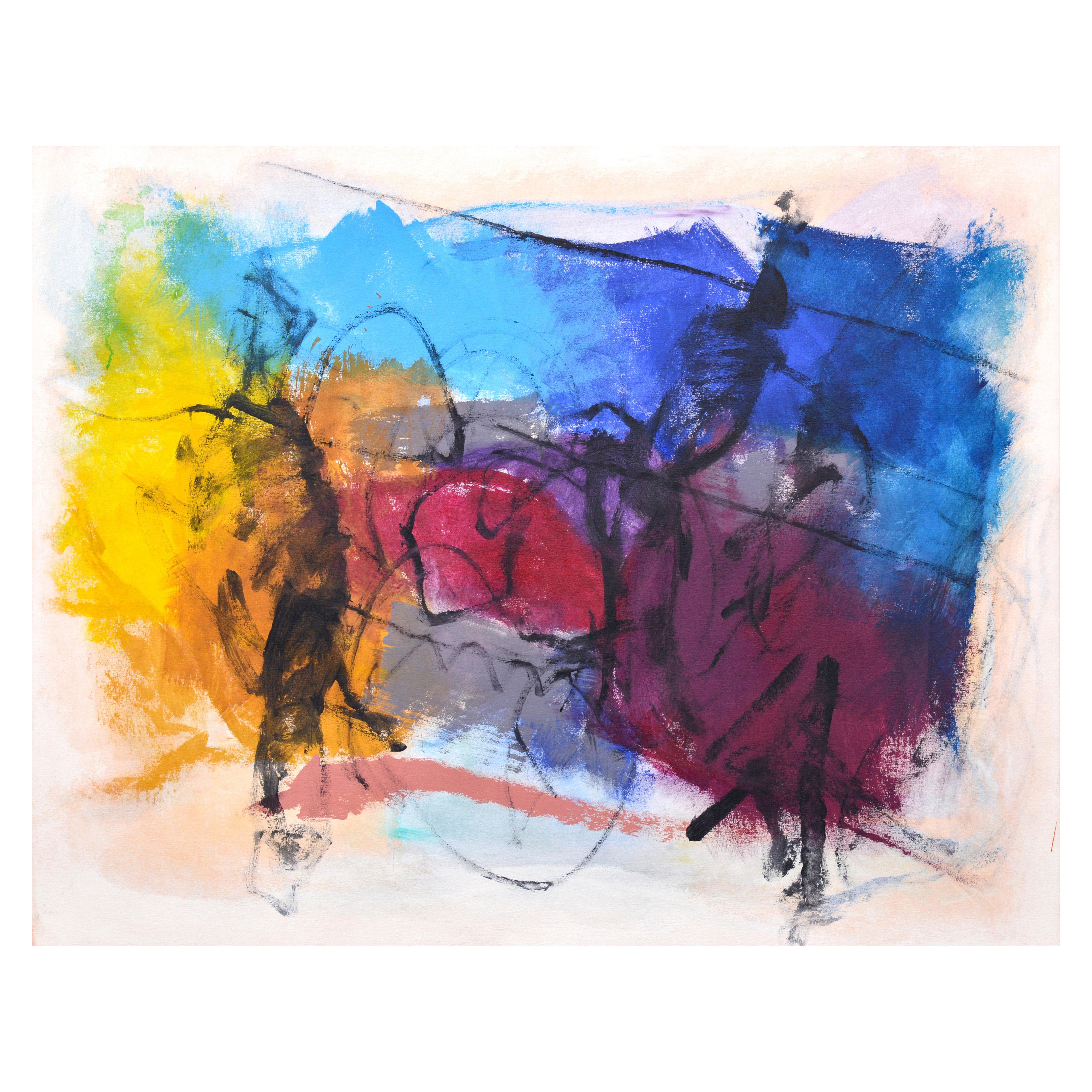 Grande peinture abstraite de Cleve Gray, 65 "W en vente
