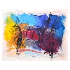 Grande peinture abstraite de Cleve Gray, 65 "W