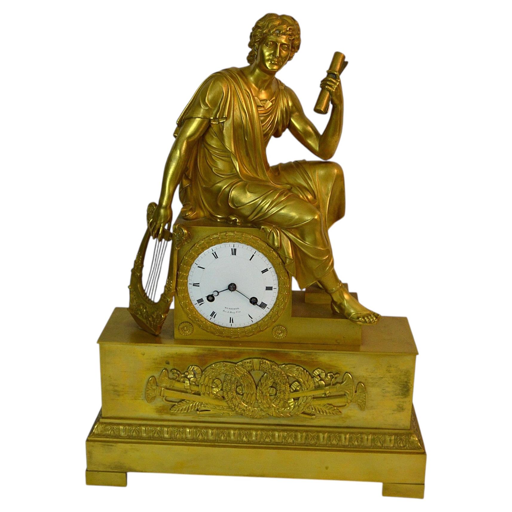 LARGE CLOCK 'A L'ETUDE', Empire, the model by P.V. LEDURE 1825-1830 For Sale