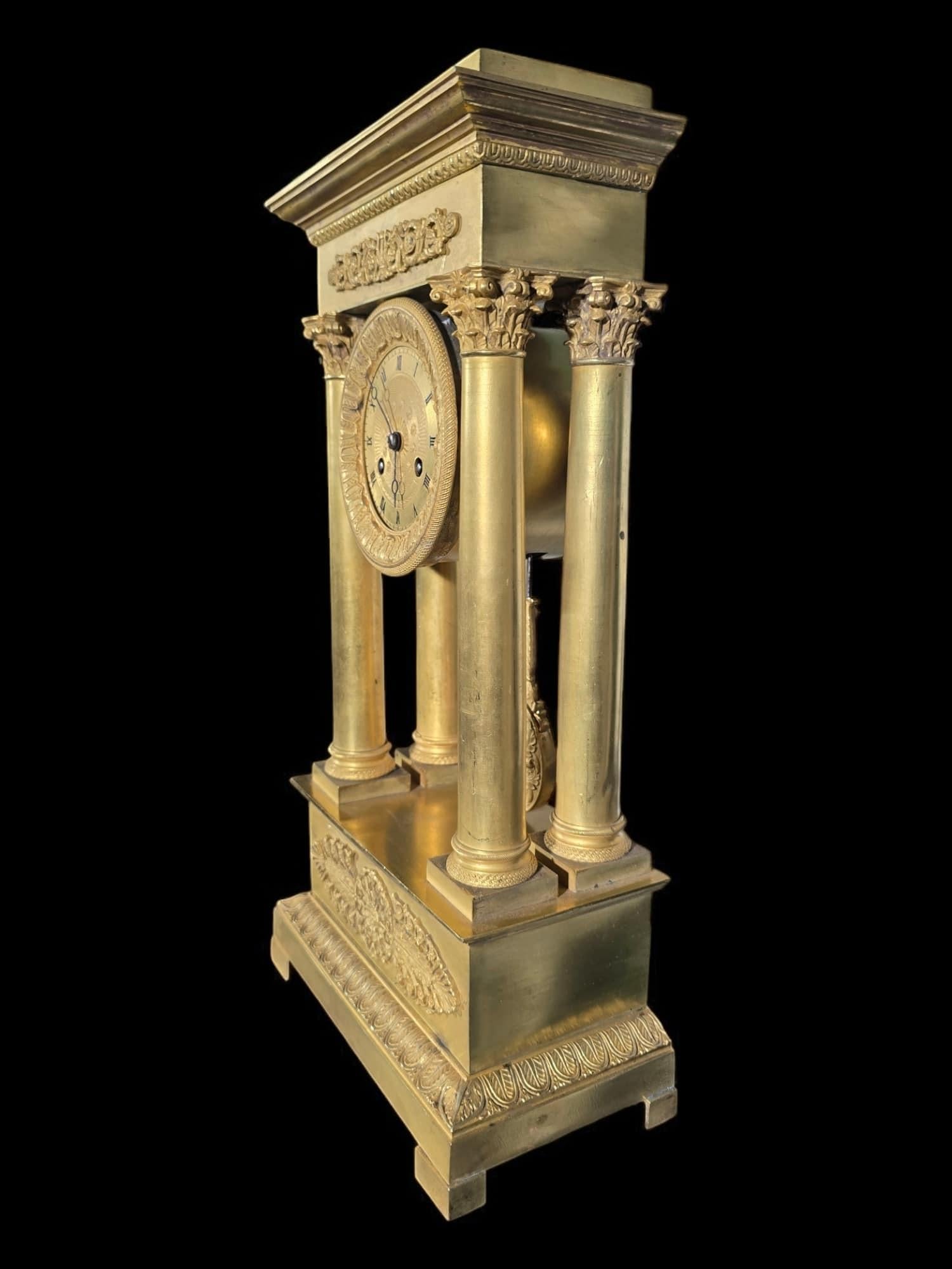 19th Century Large Clock Portico Empire And Gilded Bronze Mercury Gilt For Sale
