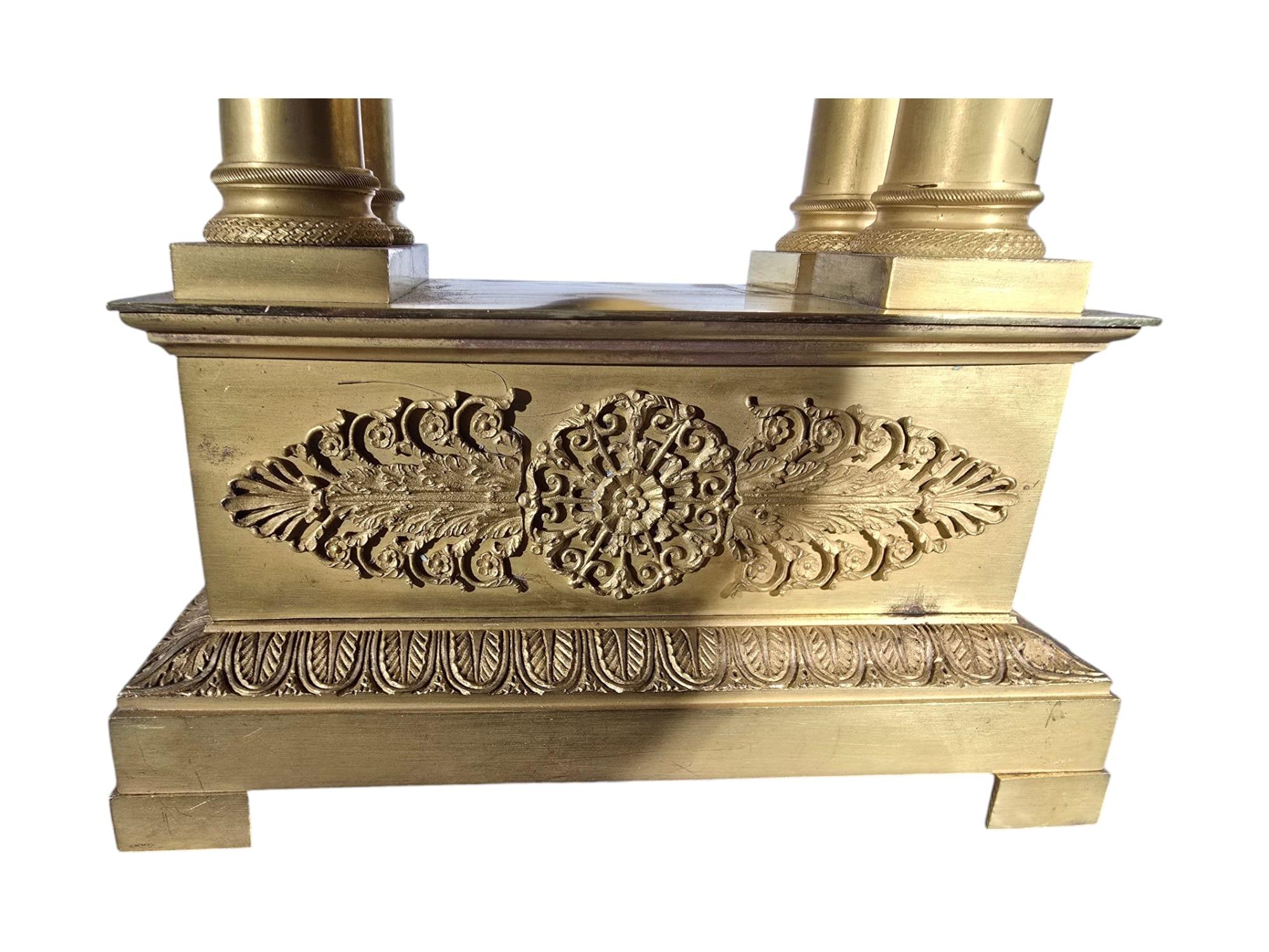 Large Clock Portico Empire And Gilded Bronze Mercury Gilt For Sale 2