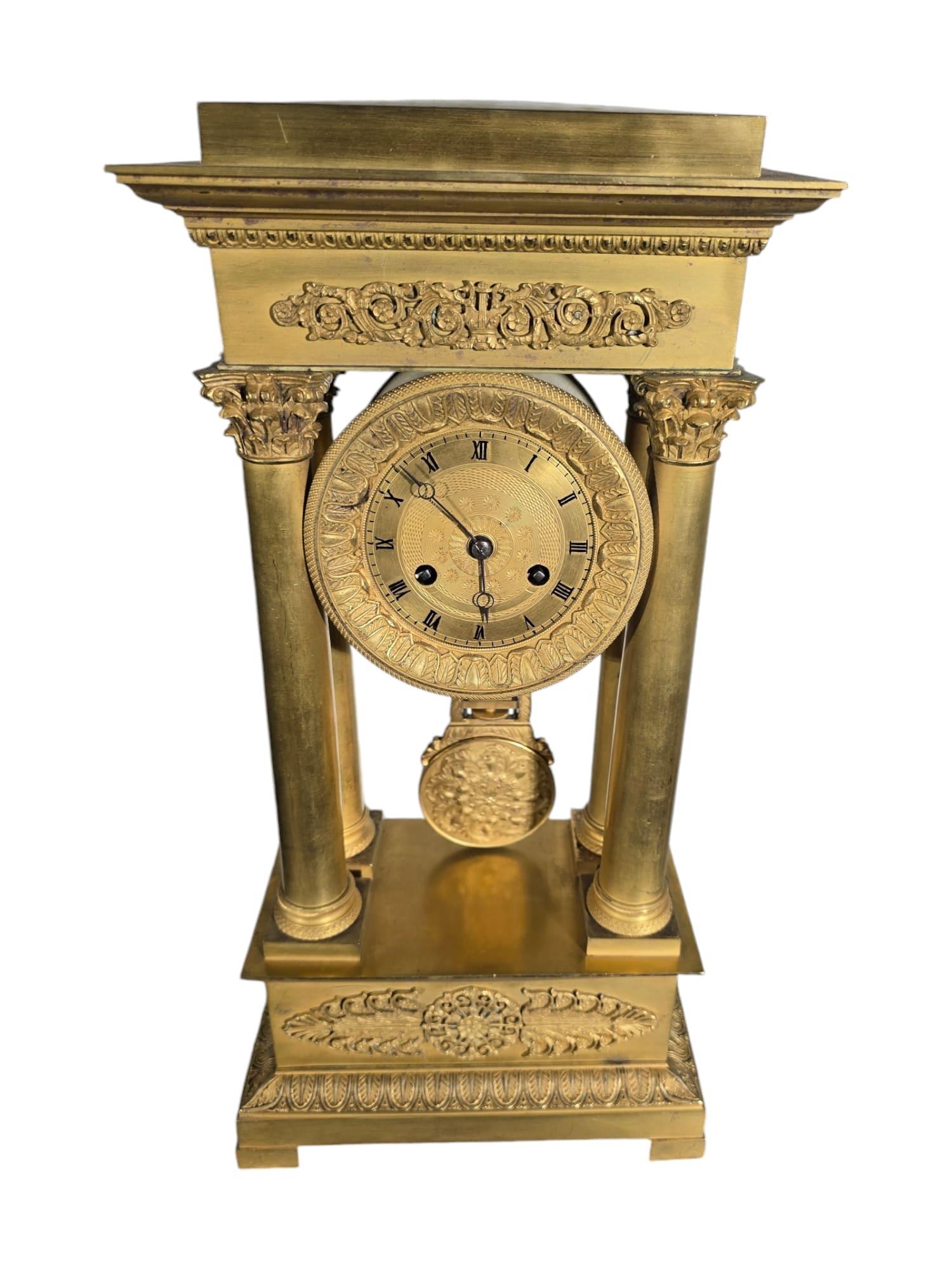 Large Clock Portico Empire And Gilded Bronze Mercury Gilt For Sale 3