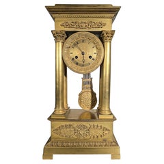 Large Clock Portico Empire And Gilded Bronze Mercury Gilt