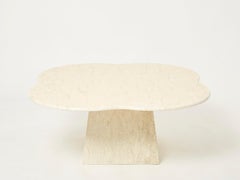 Large Clover Shaped Coffee Table Made of Italian Travertine 1970s