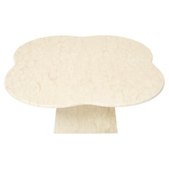 Large Clover Shaped Coffee Table Made of Italian Travertine 1970s