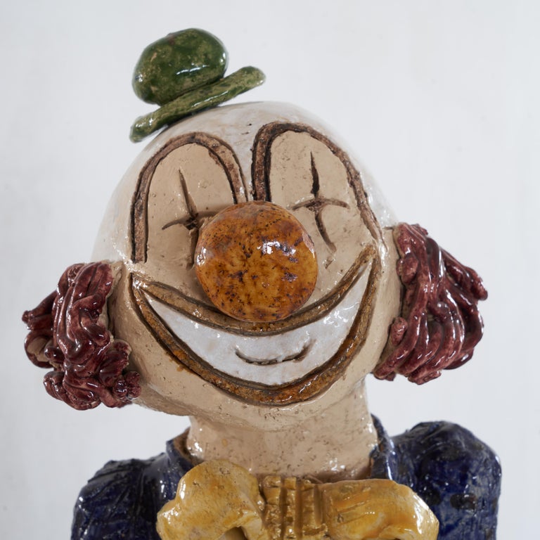Other Large Clown in Glazed Clay For Sale