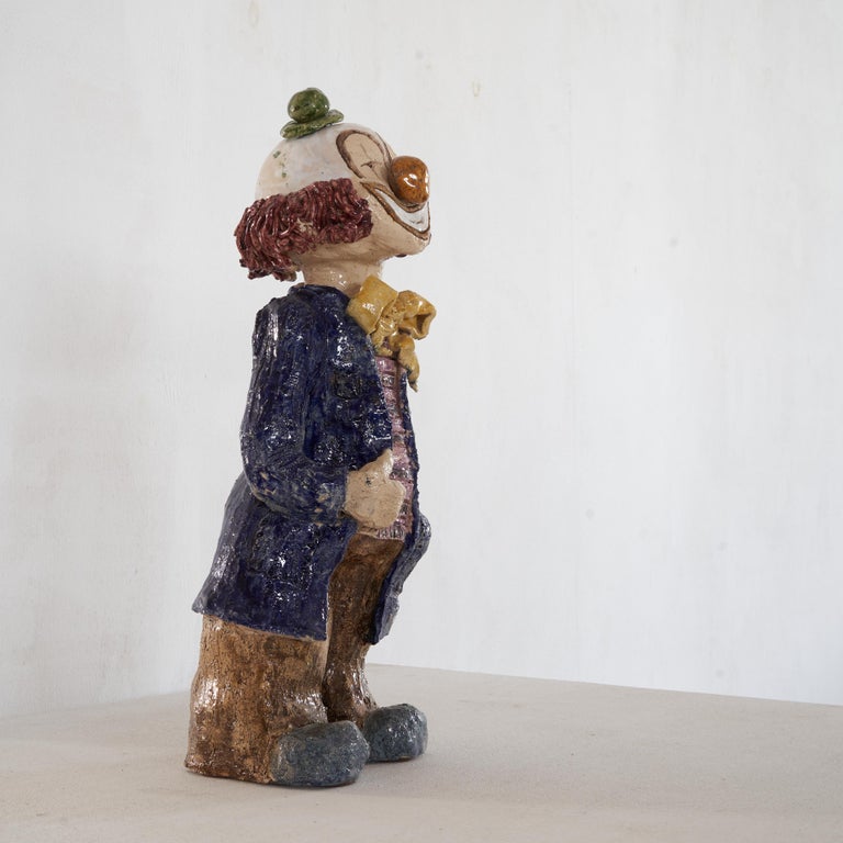 Unknown Large Clown in Glazed Clay For Sale